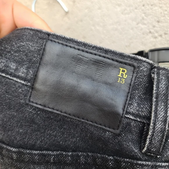 R13 | Boyfriend Jean In Glam Metallic Black Silver Size 25 - Picture 9 of 12